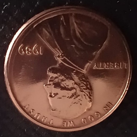Back side of USA 1 Cent 1989 coin