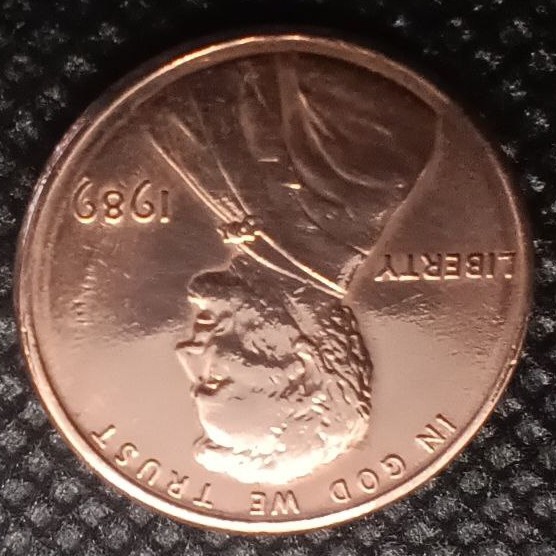 Front side of USA 1 Cent 1989 coin