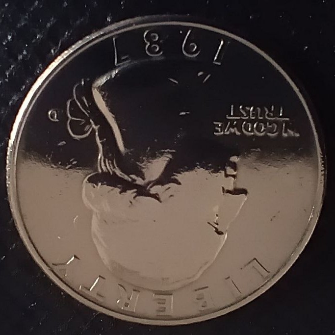 Back side of USA 25 Cent Quarter 'D' 1987 coin